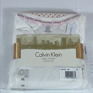 Calvin Klein White Pajama Set with Pink Accents SLEEP WELL!